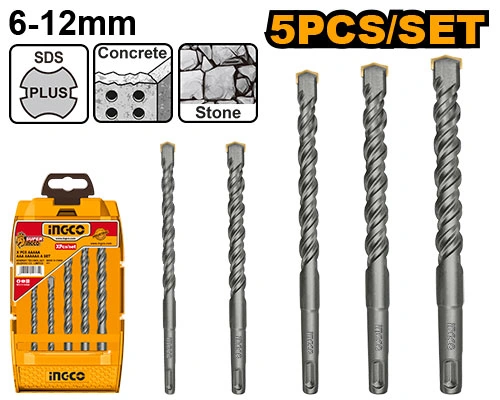 JUEGO 5 PCS BROCAS SDS PLUS PARA TALADRO PERCUTOR
