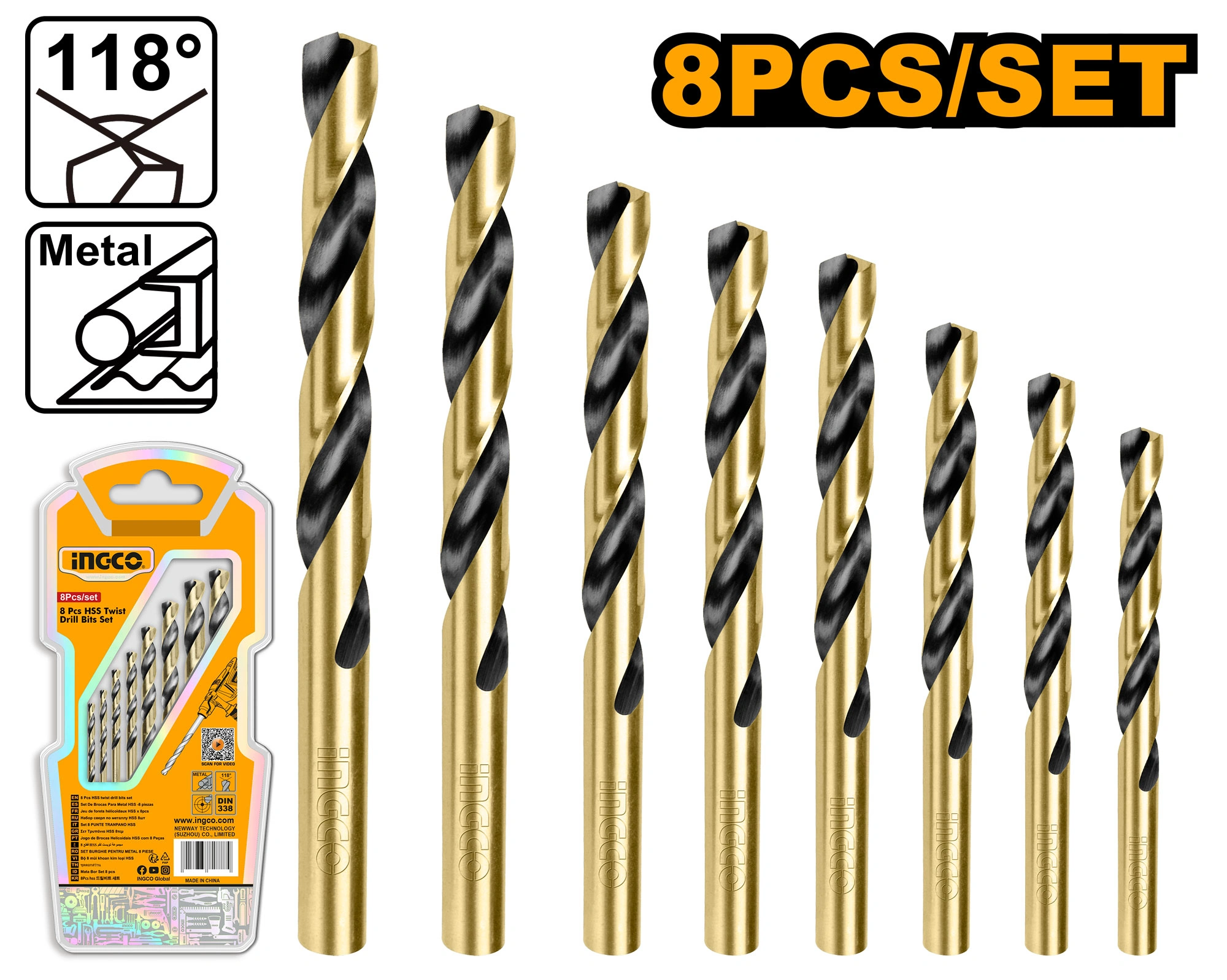 SET DE BROCAS PARA METAL HSS 8 PCS