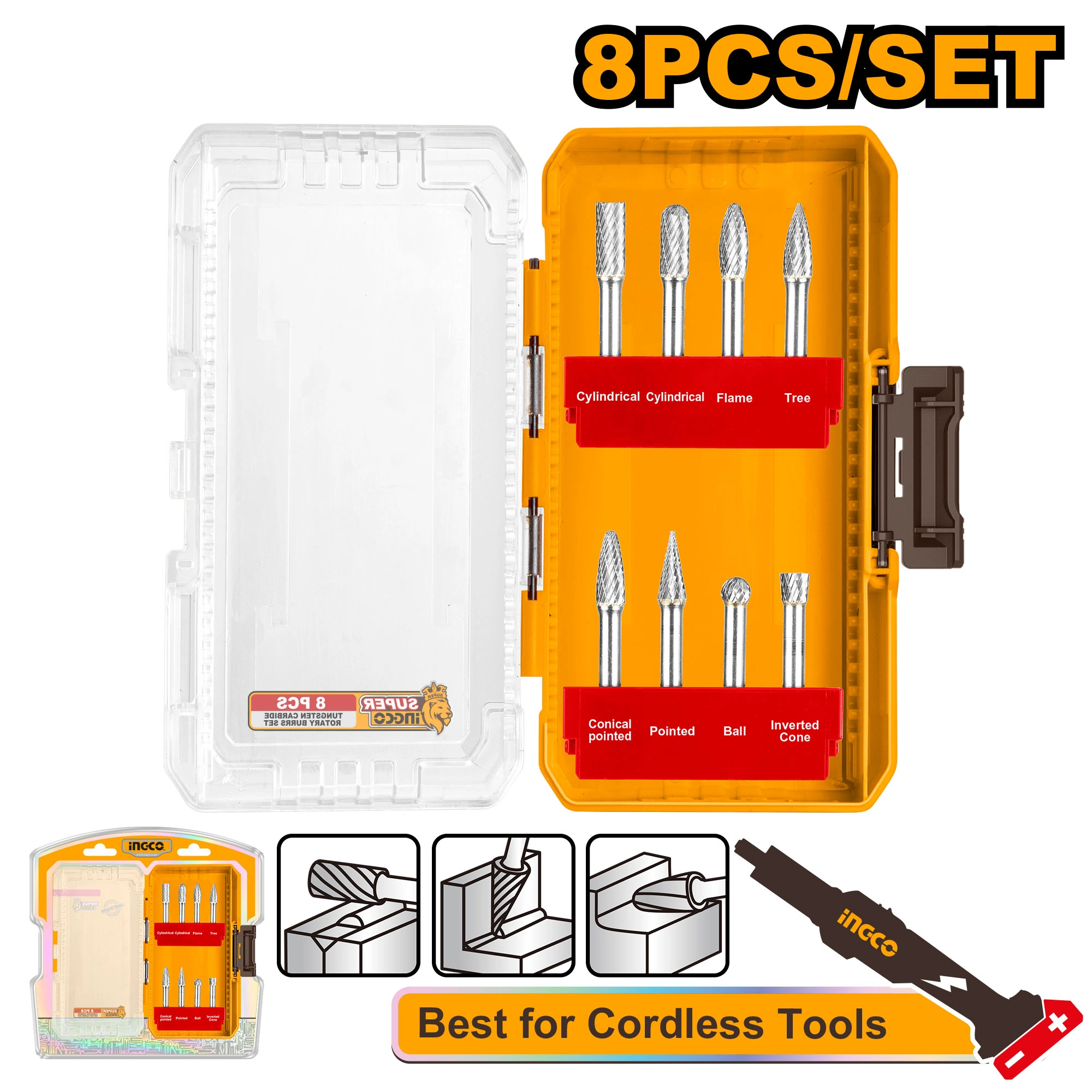 SET X 8 FRESAS ROTATIVAS CARBURO TUNGSTENO 6MM