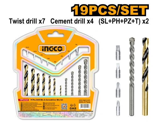 JUEGO DE BROCAS CONCRETO / METAL + PUNTERAS 19 PCS