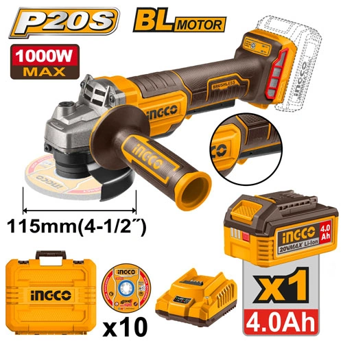 AMOLADORA INALAMBRICA DE 1000W MAX CON BOTÓN DE SEGURIDAD INDUSTRIAL