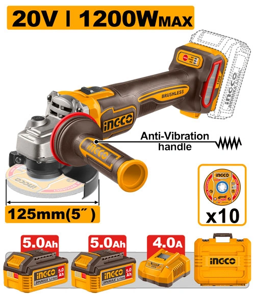 AMOLADORA ANGULAR INÁLAMBRICA ANTIVIBRACIÓN