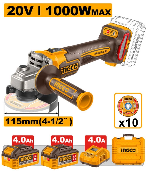 AMOLADORA ANGULAR INALÁMBRICA 4 1/2" POTENCIA: 1000W