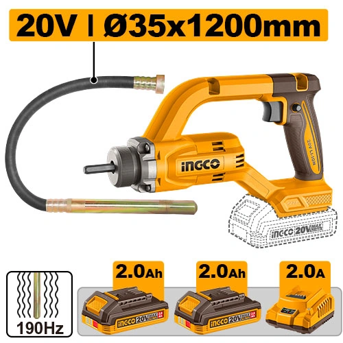 VIBRADORA PARA CONCRETO A BATERIA 20V + MANGUERA DE 120CM