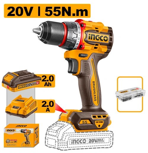 TALADRO SIN
PERCUTOR 55NM
20V + 1BAT 2AH
+ CARGADOR