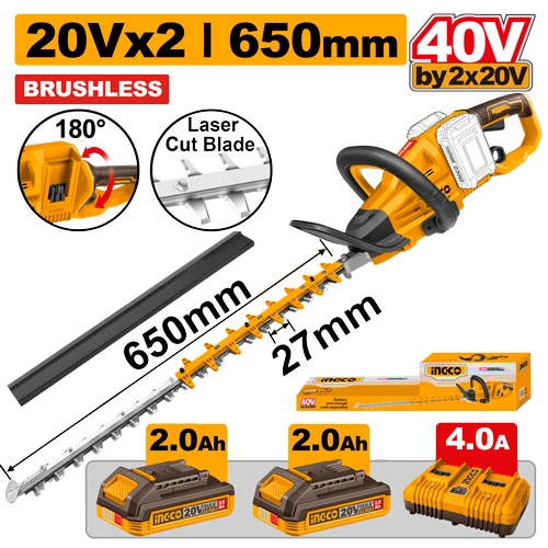 CORTA CERCO BRUSHLESS 40V + 1 BAT 2AH