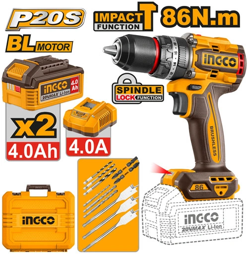 TALADRO DE IMPACTO 86NM + 2BAT 4AH + CARGADOR Y ACCESORIOS