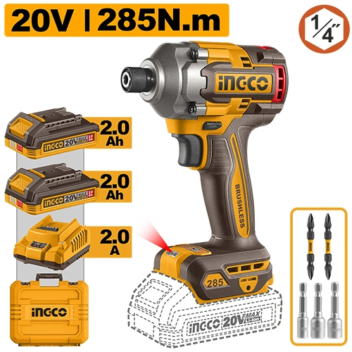 ATORNILLADOR DE IMPACTO 20V 285NM CON 2 BAT + 1 CARG