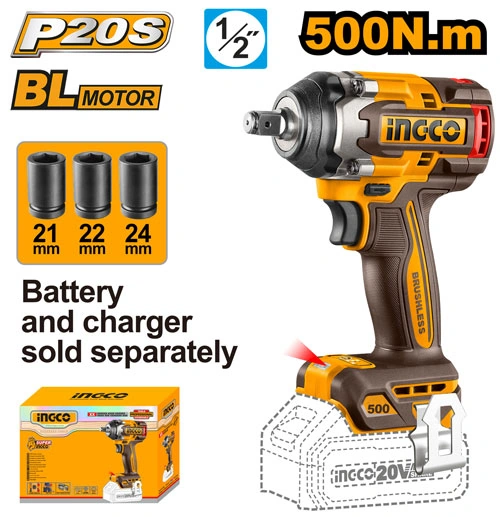 SOLO CABEZAL LLAVE DE IMPACTO 20V BRUSHLESS 500N.M.