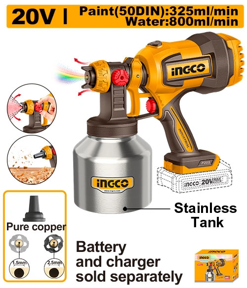 PISTOLA DE PINTAR 20V TANQUE INOX. SÓLO EQUIPO