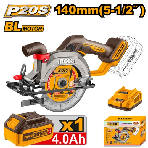 SIERRA CIRCULAR A BATERIA 20V P20S 140MM C/CARG 4AH C/BAT 4AH INGCO