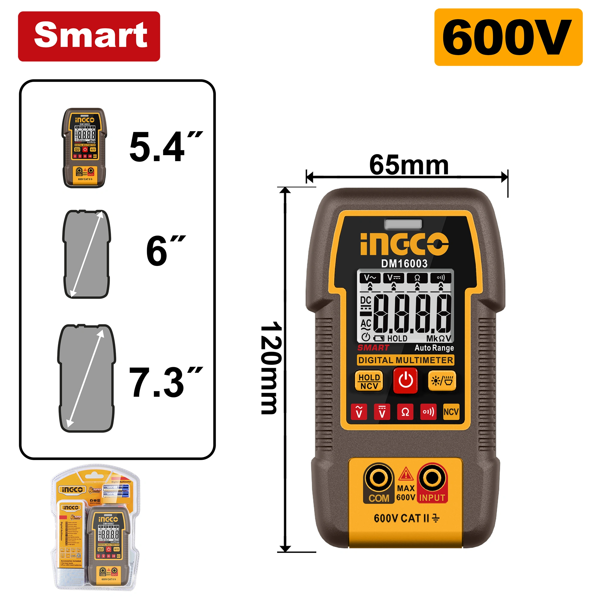 MULTÍMETRO DIGITAL SMART 600V / 4000 CUENTAS