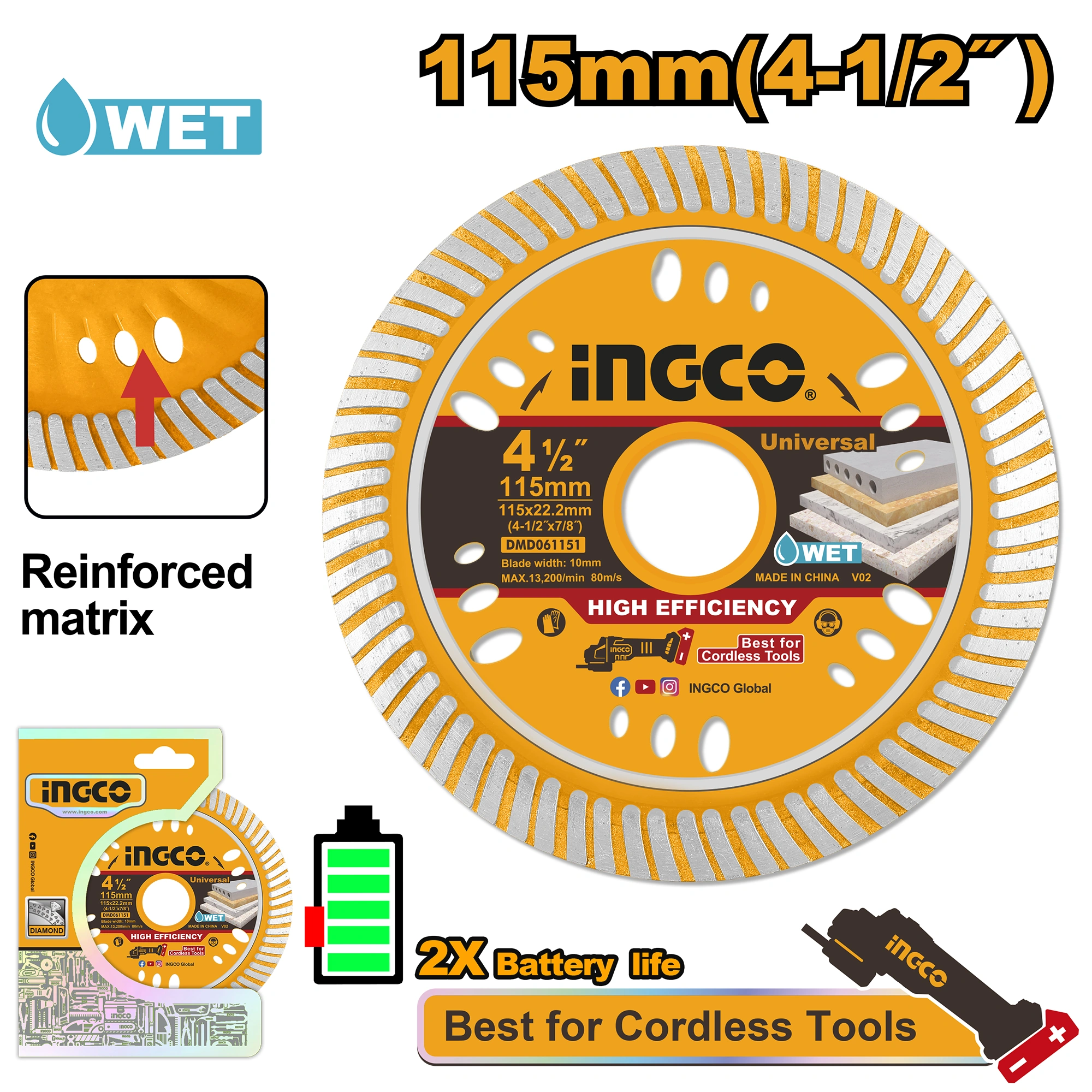 DISCO DIAMANTADO 4 1/2" CON GROSOR DE 1,6
