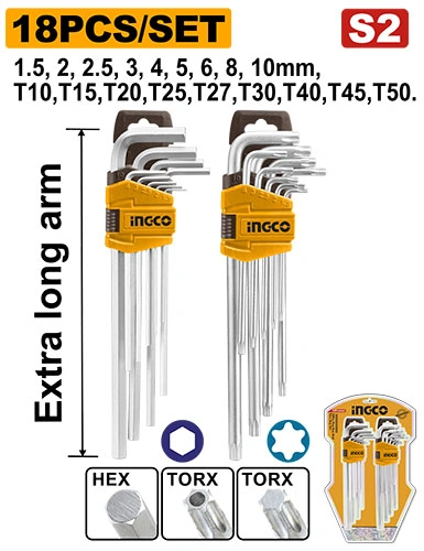 SET LLAVES TORX+ALLEN BRAZO LARGO T10-T5