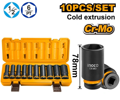JUEGO 10 DADOS TUBULARES 1/2" IMPACTO