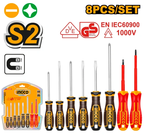 SET DE 8PCS DESTORNILLADORES COMUNES Y AISLADOS