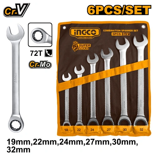 JUEGO DE LLAVES CON RATCHET 6 PCS 19-32 MM INDUSTRIAL