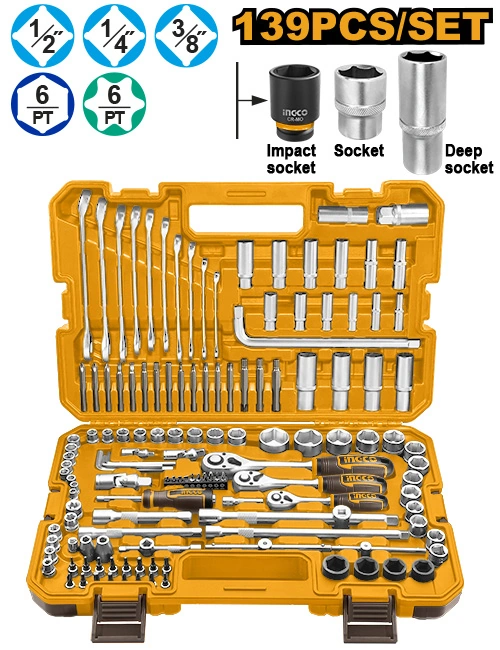 KIT DE 139 HERRAMIENTAS COMBINADAS MALETA DE PVC