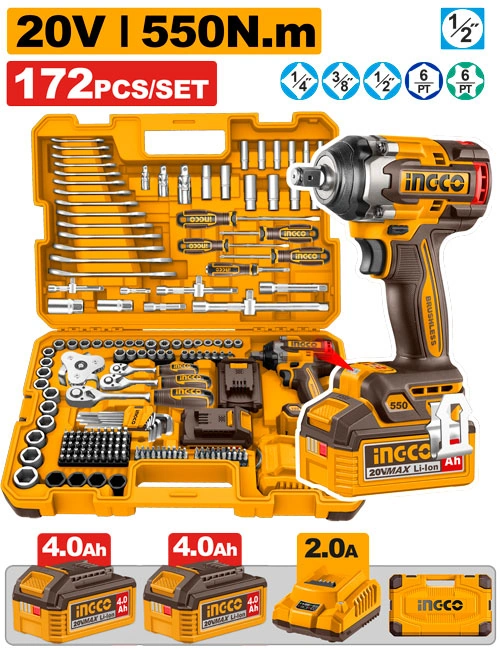 KIT DE 172 PZAS + LLAVE DE 550NM +2 BATERIAS