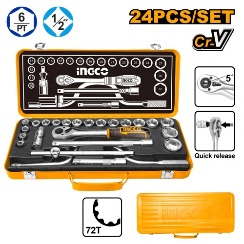 JUEGO DADOS TUBO LLAVE 24 PCS 1/2"