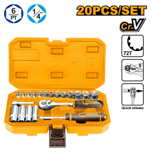 JUEGO DE DADOS DE 20 PCS 1/4"