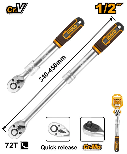 LLAVE CRIQUE EXTENSIBLE 1/2" 72T 340-450MM CR-V+CRMO