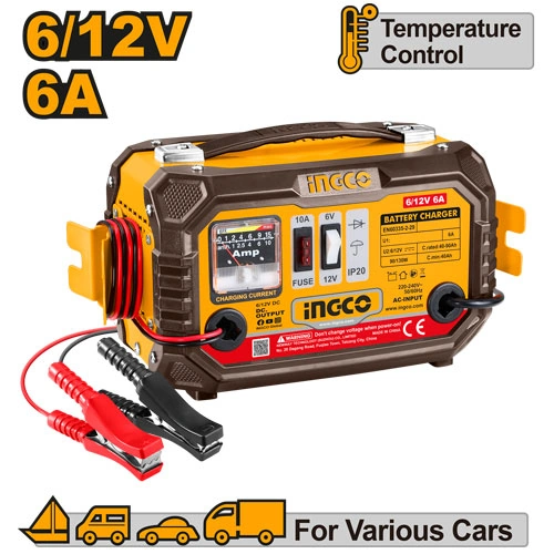 CARGADOR BATERIA 6/12VOLT INGCO