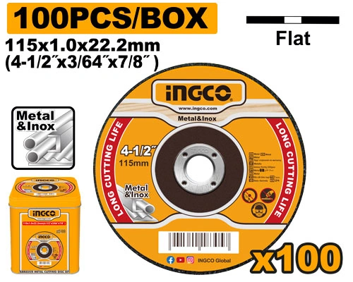 DISCO DE CORTE 4 1/2" LATA 100 UNIDADES