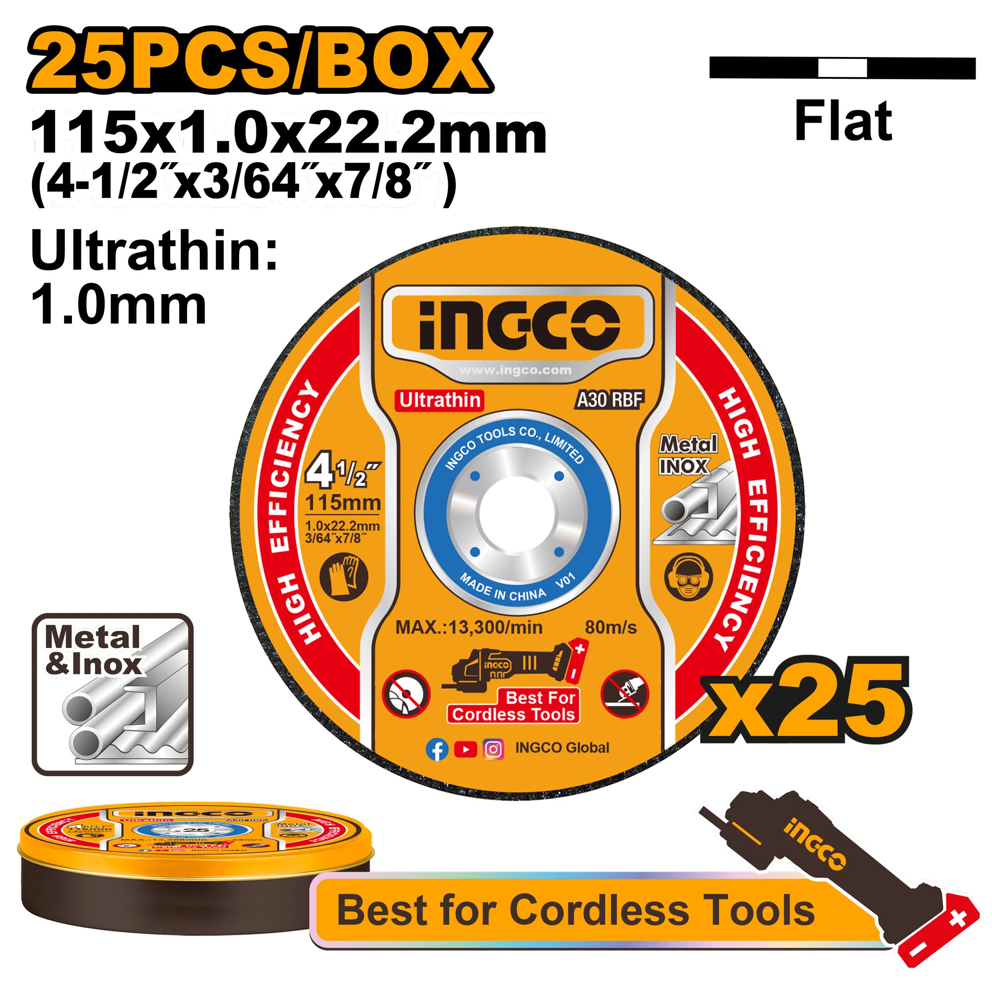 DISCO DE CORTE DE 4 1/2 LATA X 25 UNIDADES DE 1MM