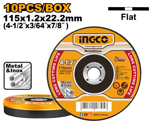JUEGO DE DISCOS ABRASIVOS DE CORTE PARA METAL 10 PCS 115X1.2MM