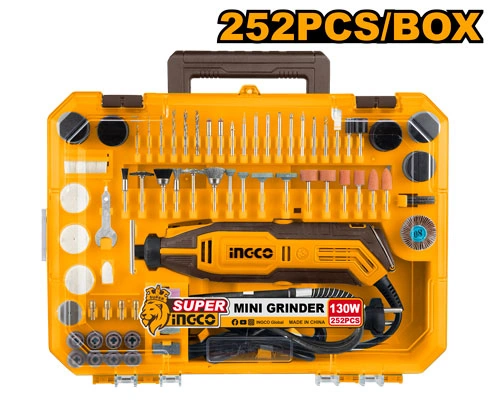 MINI RECTIFICADORA INGCO 130W + KIT 252 PIEZA