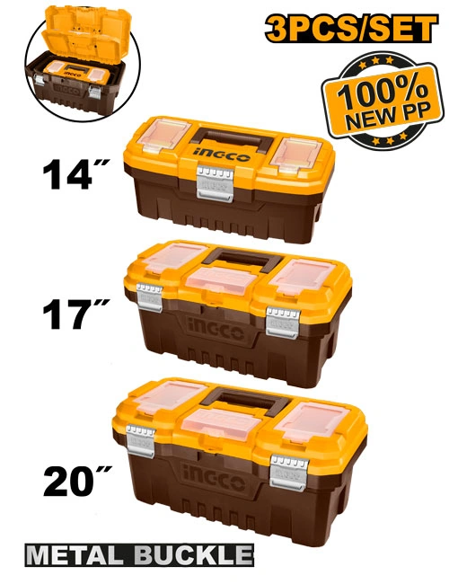 KIT X 3 CAJAS HERRAMIENTAS 14" 17" 20" BROCHE METAL