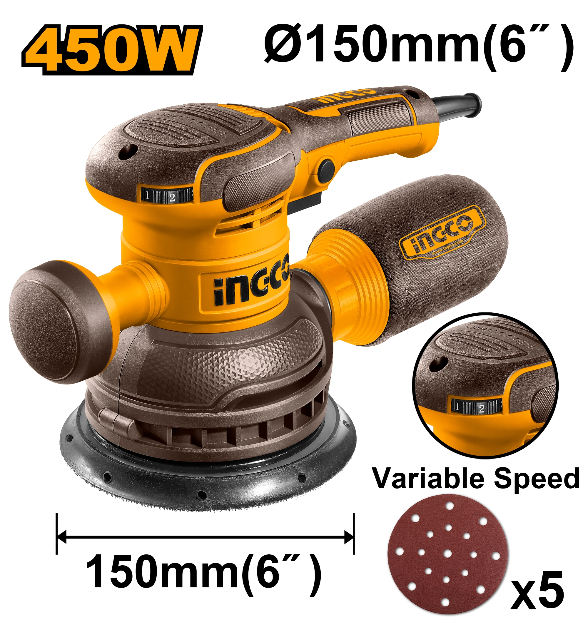 LIJADORA ROTO ORBITAL 450W 6 "